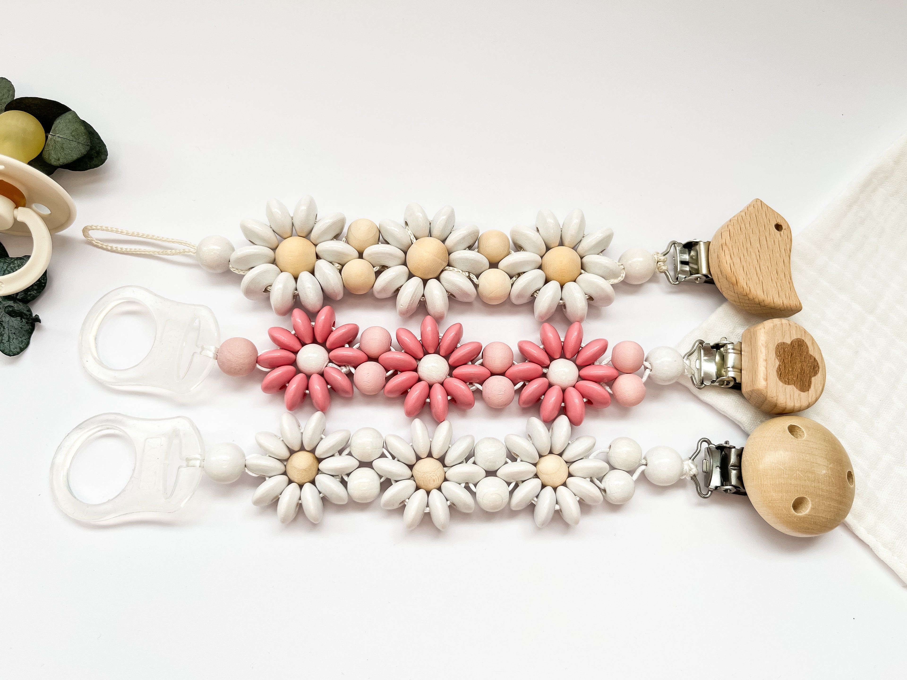 Schnullerkette Daisy aus Holz