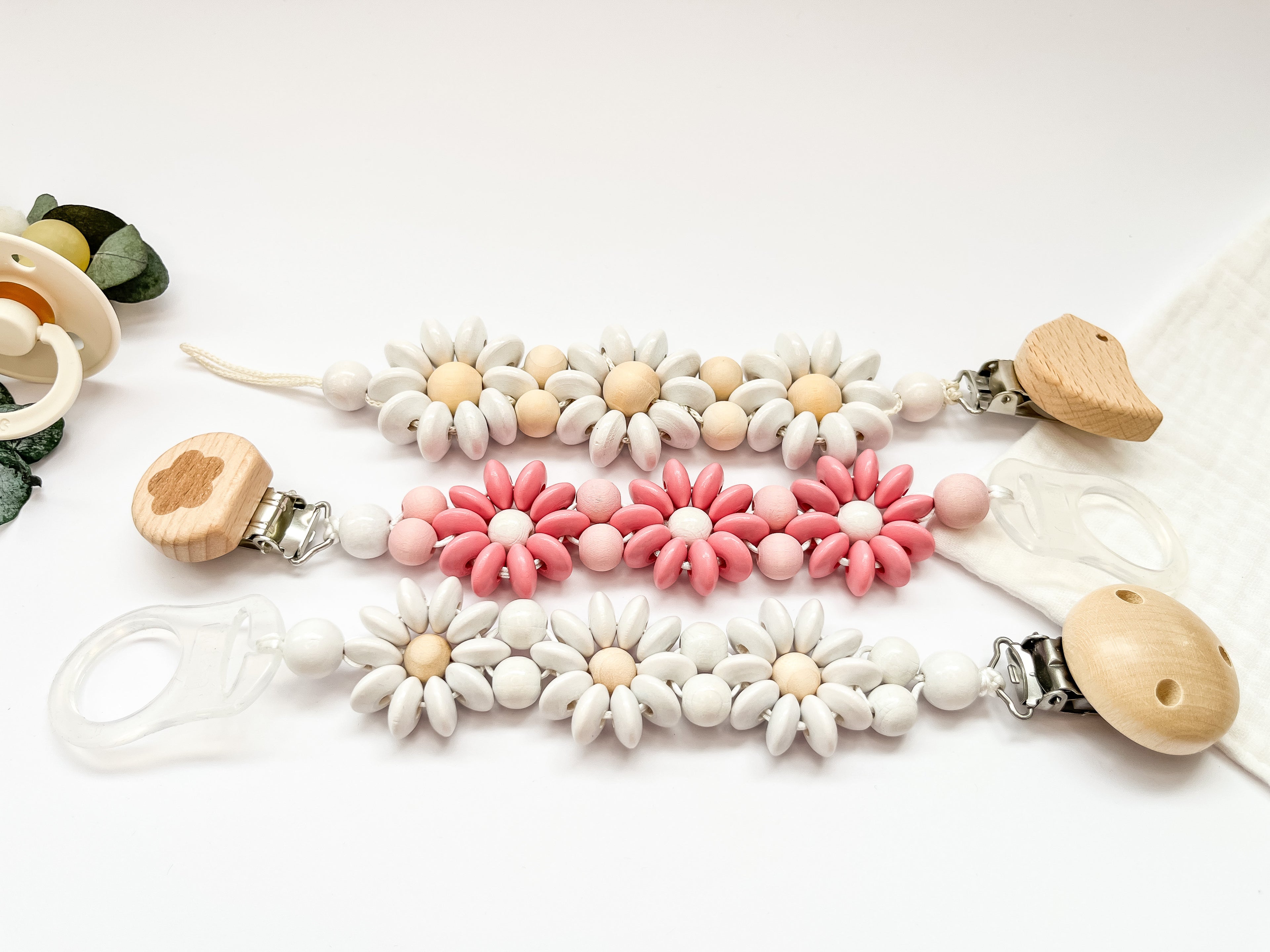 Schnullerkette Daisy aus Holz